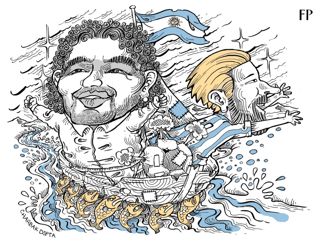 Argentina fans are not an easy bunch to please, and the team's antics on the pitch can sometimes leave the public disgruntled. Art by Charbak Dipta