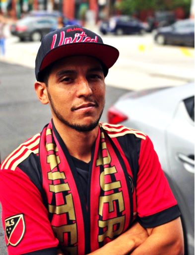 Atlanta United fan Jason Weintraub in his team’s colours.