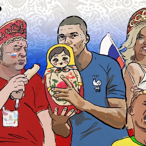 Russia, Mbappe and Neymar: The madness of World Cup 2018. (Art by Fabrizio Birimbelli)