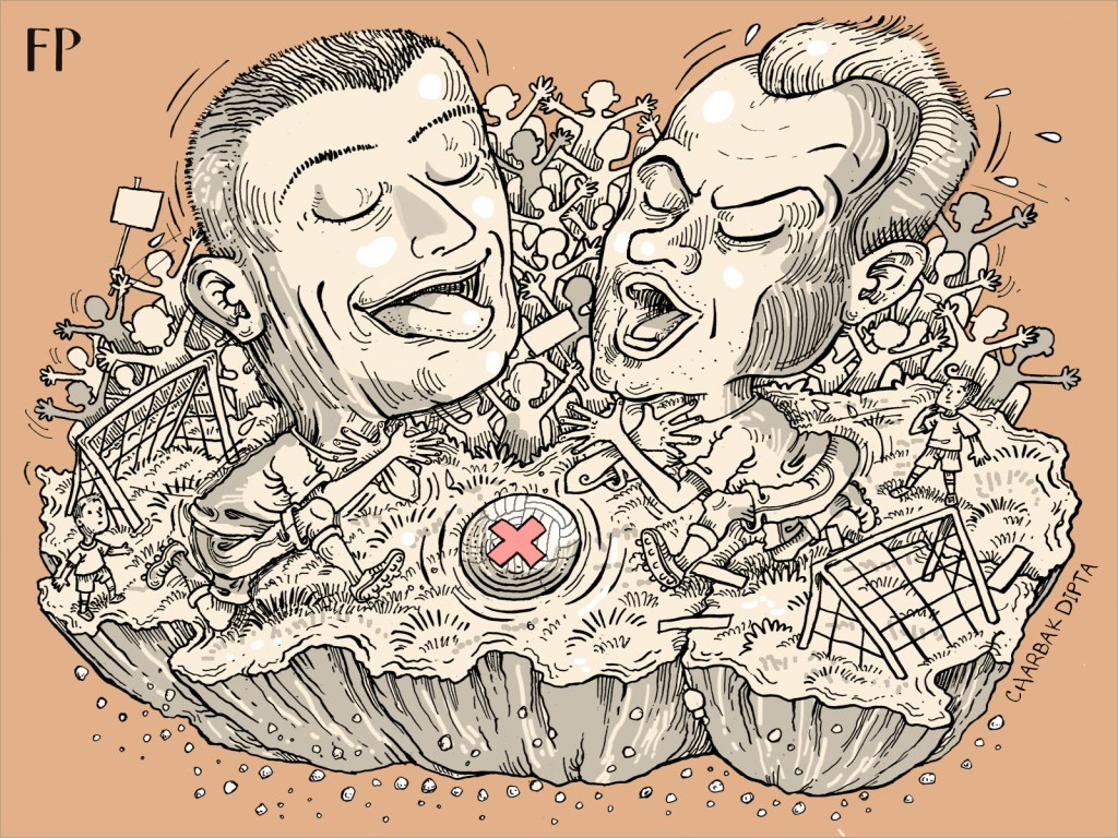 Xherdan Shaqiri and Granit Xhaka's celebrations after their goals against Serbia clearly showed how deep-rooted political turmoil always finds a way to spill over into football. It might not reach YouTube reels, but this was one of the most poignant moments of World Cup 2018. Art by Charbak Dipta.