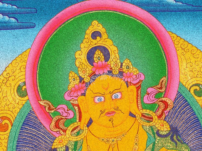The Yellow Jamnbhalla Wealth God with tibetan mongoose nehulay