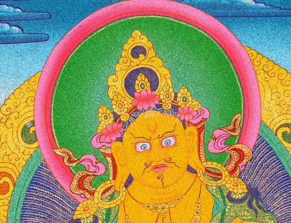 The Yellow Jamnbhalla Wealth God with tibetan mongoose nehulay