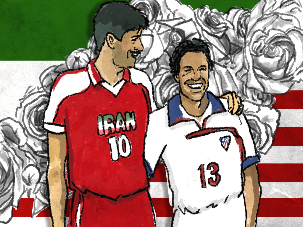 Iran vs USA, France 1998. Artwork by Fabrizio Birimbelli.