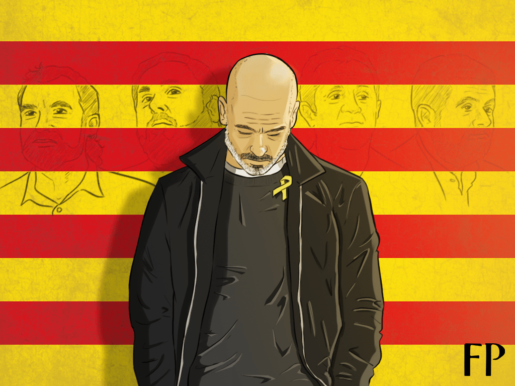 Pep Guardiola wears a symbol of the right vote.